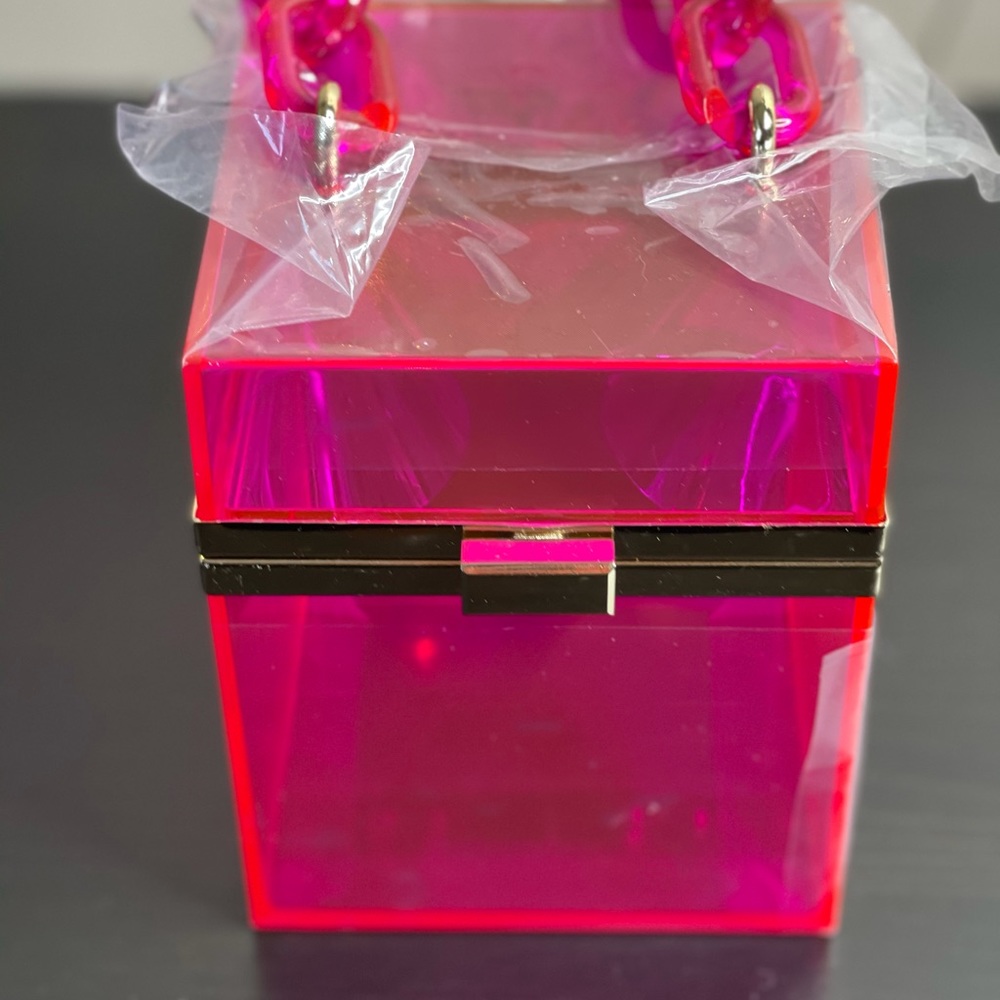Pink Clear square box bag.